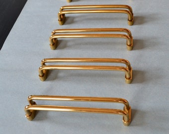 NOS Vtg 1 x Nordic Modern Solid Brass Drawer Pull MCM 3.75" Center Liberty Split Double Rail Cabinet Handle Midcentury Modern Style 60 Avail