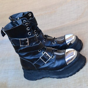 Zeeman Actuator Lodge Sz 10 90s Demonia Men's Vegan Leather Platform Boots Black - Etsy