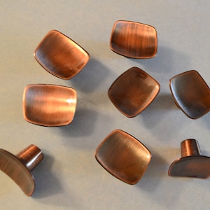 NOS 1 x MCM Atomic Cabinet Knob Antiqued Copper Concave Soft Square Pagoda Drawer Pull Googie Curvilinear Midcentury Danish Modern 76 Avail