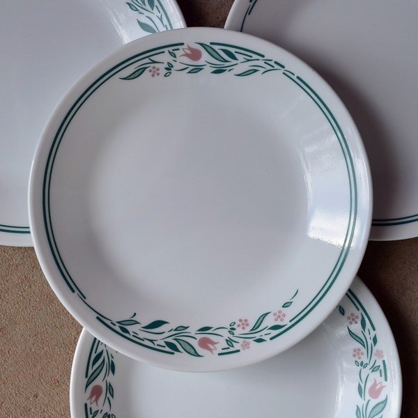 Pink Rose Corelle Plates Etsy