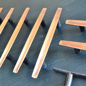 NOS 1 x MCM Concave Copper Drawer Pull 3&quot; Center Ajax Antiqued Copper Large Long Bar Pull Danish Midcentury Modern Cabinet Handle 68 Avail