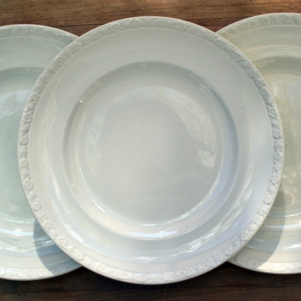 Embossed White Dinner Plate Set Etsy
