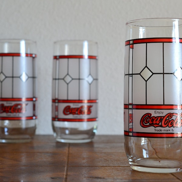 Stained Glass Coca Cola Glasses Etsy