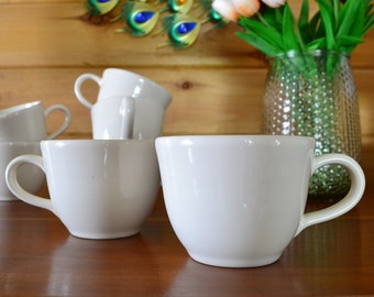 1 x Vtg Farmhouse Cup Williams Sonoma Belvedere Cream Ivory Off White Minimalist Tea Coffee Plain White Wide Mouth Cafe Cup Portugal 7 Avail