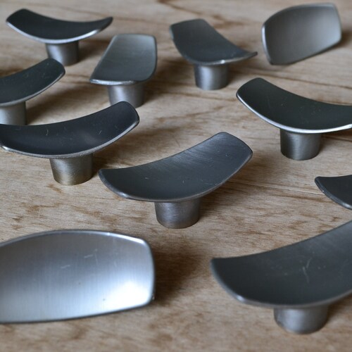 NOS 1 X MCM Small Danish Modern Knob 2 Concave Satin Etsy