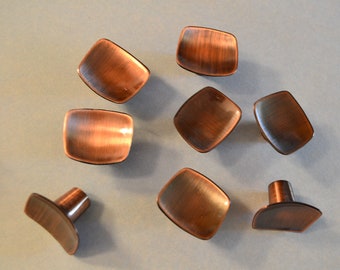 NOS 1 x MCM Atomic Cabinet Knob Antiqued Copper Concave Soft Square Pagoda Drawer Pull Googie Curvilinear Midcentury Danish Modern 76 Avail