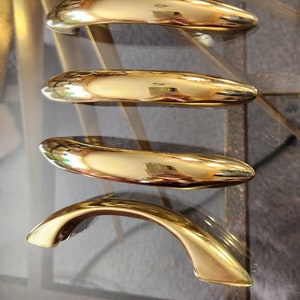 MCM NOS 1 x Brass Drawer Pull 2.75" Center Liberty Hardware Atomic Gold Art Deco Arch Cabinet Handle Midcentury Modern 110 Avail JAPAN