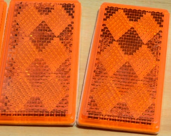 10 Adhesive Reflectors Craft Supply Wholesale Lot Orange Safety Reflector Plastic DOT Sate Lite 15 SAE A 80 3.25 x 1.5 Halloween Safety APV