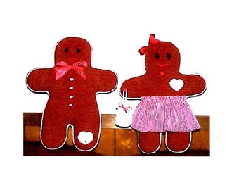 80s 90s Uncut PATTERN Gingerbread Dolls Pattern Boy & Girl Ginger Bread Pillows Crafting Pattern 15" Tall Large Throw Pillows Christmas