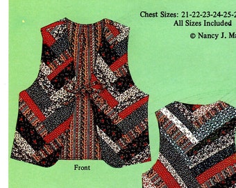 Child's Quilted Vest Uncut PATTERN Strip Piece Vest Children's Clothing That Patchwork Place Calico Top Chest Size 21-27 1970s 1980s Fashion