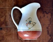 80s Otagiri 7 quot Pitcher Geese Goose Duck Burnt Orange Speckled Stoneware 1 Liter 5 Cup Medium Large Milk Pitcher Ceramic Animal Country New