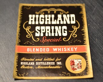 WHISKEY LABELS Boston Mass. Highland Spring Lot of 100 Old Vintage 1940/'s