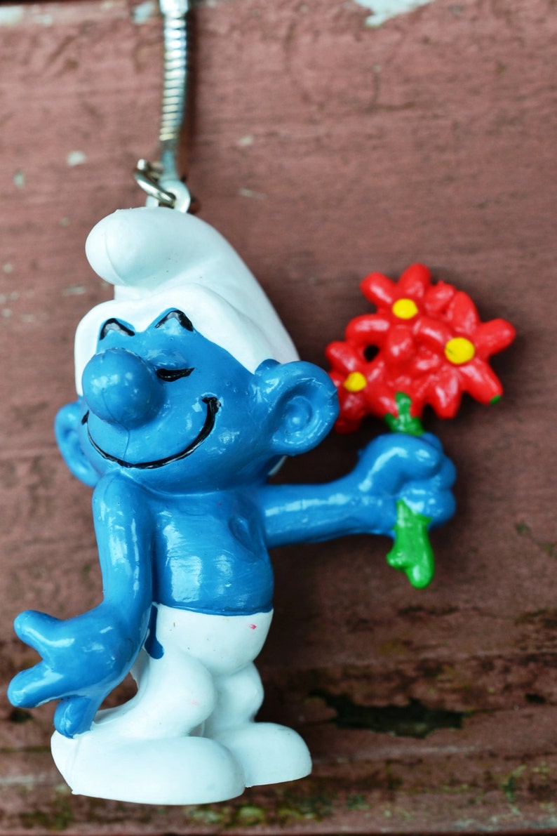 NOS Vtg Smurf Key Chain Bashful Original Smurfs Keychain | Etsy