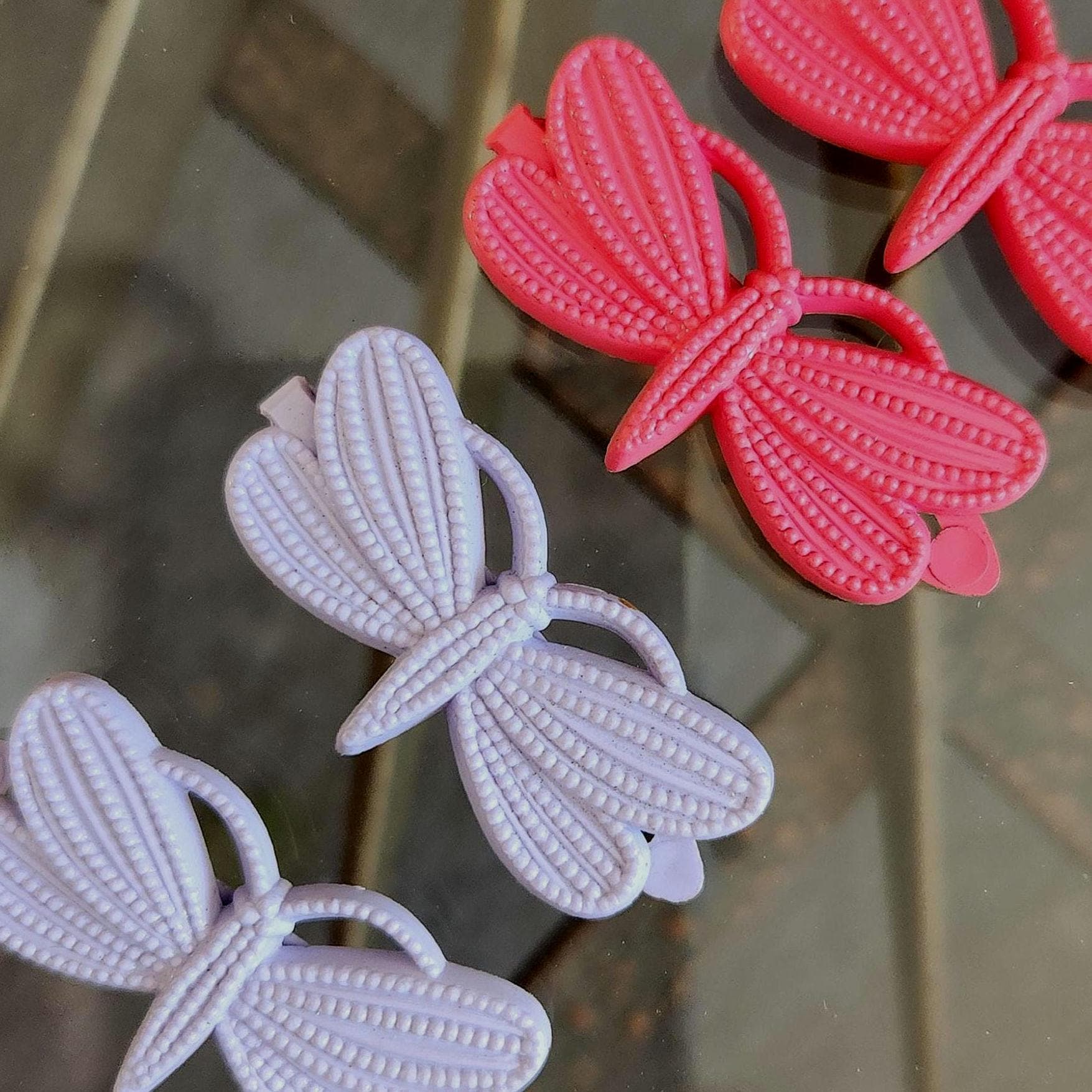 NOS 80s 1 Pair Goody Plastic Barrettes Butterfly Style Snap Tight