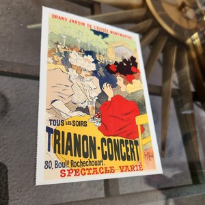 Affiche de carte postale VTG pour le concert de Trianon (1895) Illustration couleur de Georges Meunier Publicité française Art nouveau Gay des années 90 Impression d'art mural