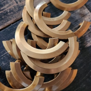 1 x Vtg MCM Satin Brass Drawer Pull 3" Center Half Circle Atomic Danish Modern Cabinet Handle Ajax Large Half Moon Midcentury Modern 17 Avbl