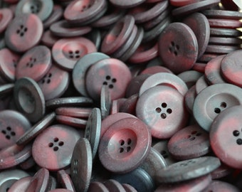 23mm Vtg Med Oxblood Buttons Red Faux Tortoise NOS Lot of 10 25 50 7/8&quot; Matte Plastic Vintage Sewing Notions Red & Black Swirl 4 Hole 2 Tone