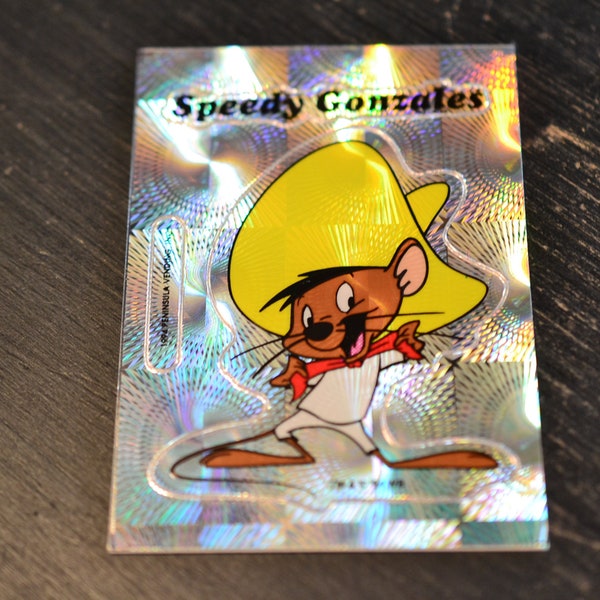 Vtg 2 Sheets 1994 Licensed Speedy Gonzales Stickers Holographic WB Warner Bros Looney Tunes Toon Prismatic Reflective Prism Vending Machine