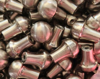 NOS Vtg Lot of 2 Tiny Knobs .75" Keeler Silver Brushed Nickel Teardrop Drawer Pull Extra Small Round Metal Knob Mini Industrial Many Avail