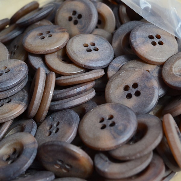 21mm Vtg Med Faux Tortoise Buttons NOS Lot of 10 25 50 13/16" Matte Brown Plastic Buttons Vintage Sewing Notions New 4 Hole Swirl 2 Tone