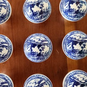 1 x Delft Blue Porcelain Knob 1.5" Large Cobalt Blue Cow Drawer Pull Ceramic Cabinet Handle Dutch Old English Blue & White Antique Repro