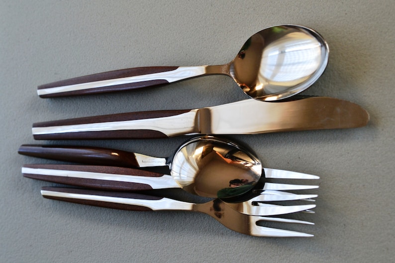 LOT of 12 Pieces Eldan ELD2 Brown Synthetic Handle Stainless Japan Vintage As Is