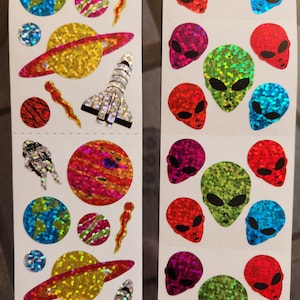 Hambly 4 Mods Glitter Stickers Large Prismatic Vending Machine Stickers Planets or Aliens Prism Stickers From the Roll You Choose