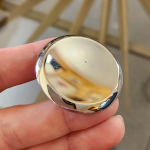 NOS 1 x MCM Medium Concave Knob Polished Chrome Beveled Edge Drawer Pull 1.5" Midcentury Modern Large Round Cabinet Handle Deadstock