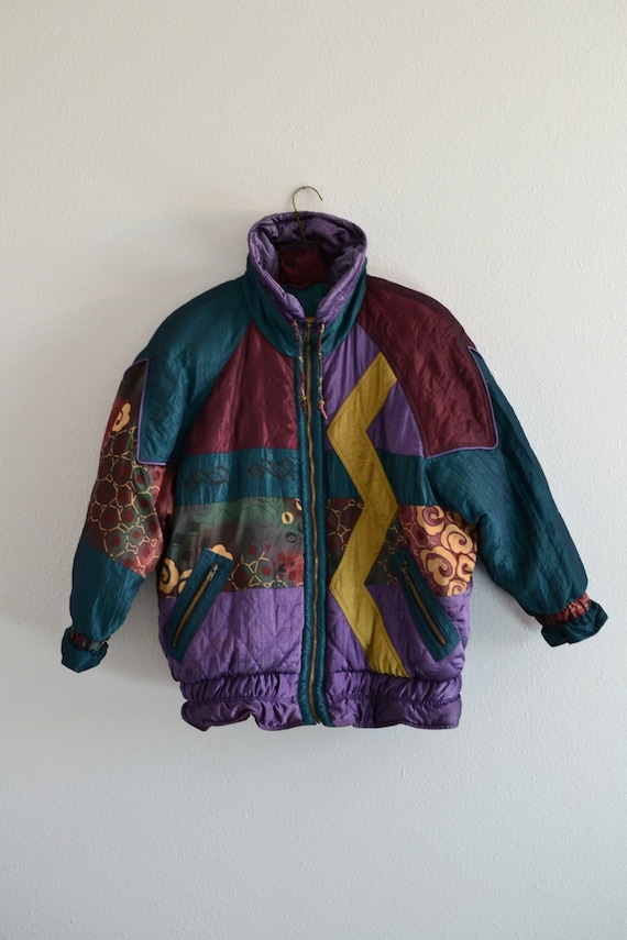 Sz M L 1990s Tapestry Coat Women's Puffy Coat J Ga