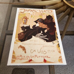 Affiche de carte postale VTG pour Journal des Ventes (1897) Georges de Feure Illustration couleur Publicité Art nouveau Gay des années 90 Impression d'art mural