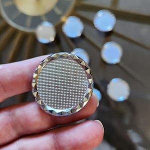 NOS 1 x Vtg Polished Chrome Knob 1.25" Ajax Drawer Pull Small Round Textured Bezel Top MCM Midcentury Danish Modern Cabinet Handle 180 Avail