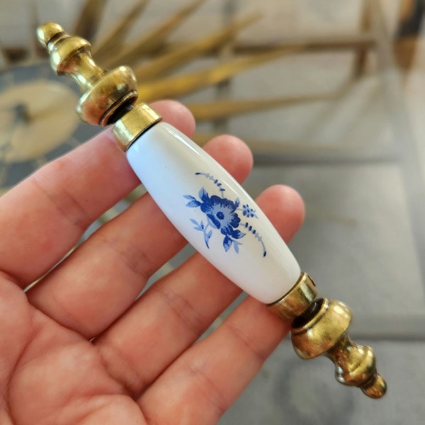 White and Blue Porcelain Drawer Pulls Etsy