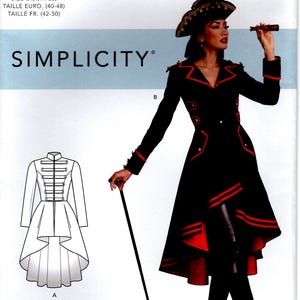 Choice Size Simplicity R10544 / S9086 Uncut PATTERN Sz H5 R5 Plus Size Costume Lady Pirate Woman Buccaneer Costume Coats Steampunk Dress