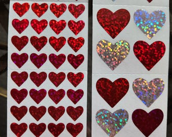 Hambly 4 Mods Glitter Stickers Large 2x2" Prismatic Vending Machine Stickers Large or Small Hearts Prism Stickers From the Roll You Choose
