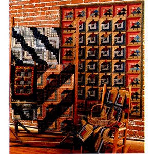 Houses Log Cabins Mini Quilt Uncut Pattern 12.5x18.5&quot; Miniature Houses Door Wall Hanging Tapestry Gerry Kimmel Pattern Red Wagon Quilts