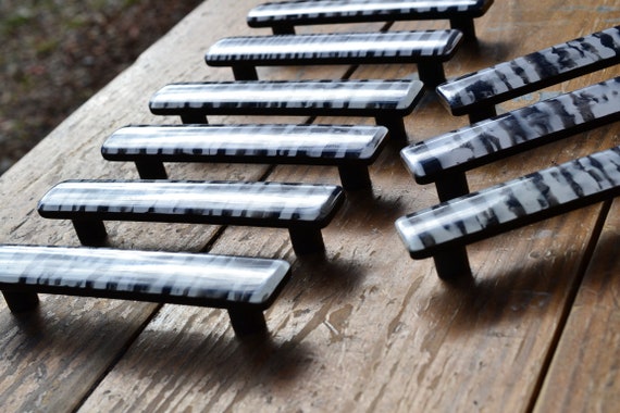 Laurey Zebra Stripe Drawer Pull Black White Gray Cabinet Hardware