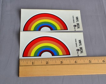 Set of 2 Retro 3.75" Vtg Rainbow Decals 1 Way Window Laptop Decal Small Vinyl Sticker Car Luggage Colorful Decoration LGBT Gay Pride Sticker