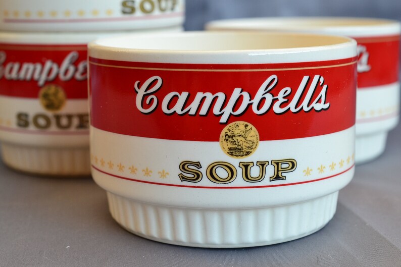 Old Set of 4 Campbell's Soup Cups Stackable Small Ceramic Etsy