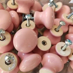 Vtg 1 x Pale Pink Knob Porcelain 1.25" Light Pastel Pink Small Ceramic Cabinet Drawer Pull Nursery Decor Kids Room Farmhouse Shabby 26 Avail