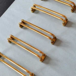 NOS Vtg 1 x Nordic Modern Solid Brass Drawer Pull MCM 3.75" Center Liberty Split Double Rail Cabinet Handle Midcentury Modern Style 200 Avbl