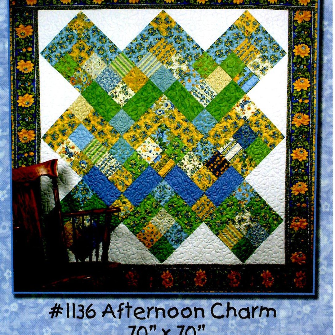 Charm Pack Quilt Uncut PATTERN 70x70" #1136 Afternoon Charm Whistlepig ...