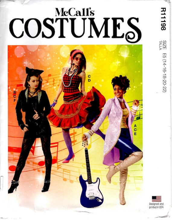 Mccall's R11198 / M8224 Uncut PATTERN Sz E5 14-22 14 16 18 20 22 Plus Size  Women's Fantasy Costume 80s Style Rock & Roll Popstar Outfit - Etsy