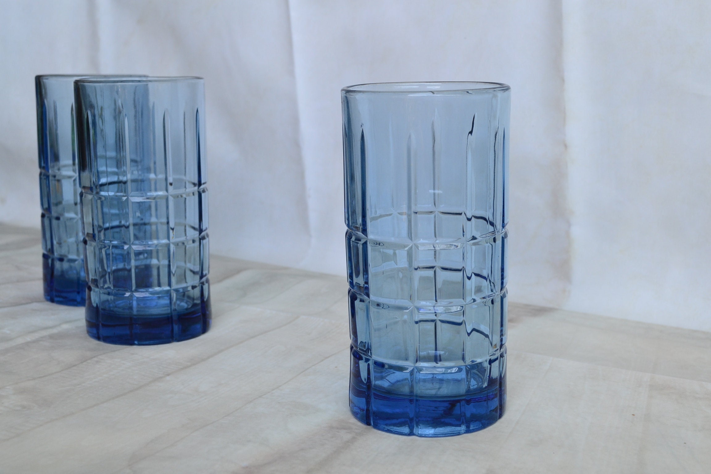 Anchor Hocking Flat Denim Blue Ice Tea Glasses - Set of 4