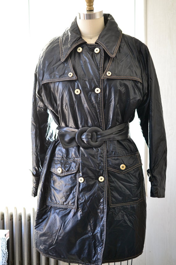 Garbage Bag Coat L Women's Vintage Black Puffer Coat Short Etsy