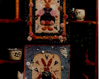 Bunnies Applique Mini Quilt Uncut Pattern Applique Quilt Buttons Bunnies & Bows Easter Wall Hanging Quilting Homestead Station Embellished