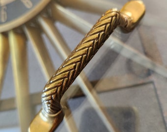 NOS Vtg 1 x Brass Herringbone Drawer Pull 3" Center KBC / Keeler Belwith Cabinet Handle Ornate Woven Braided Gold Arch Pull 42 Avail
