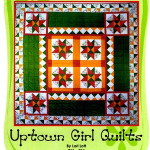 Star Blocks Quilt Uncut PATTERN 71x71&quot; Day Dreamer Uptown Girl Quilts Lori Loft Pieced Stars 8 Blocks Square Quilt Lap Throw Twin Full