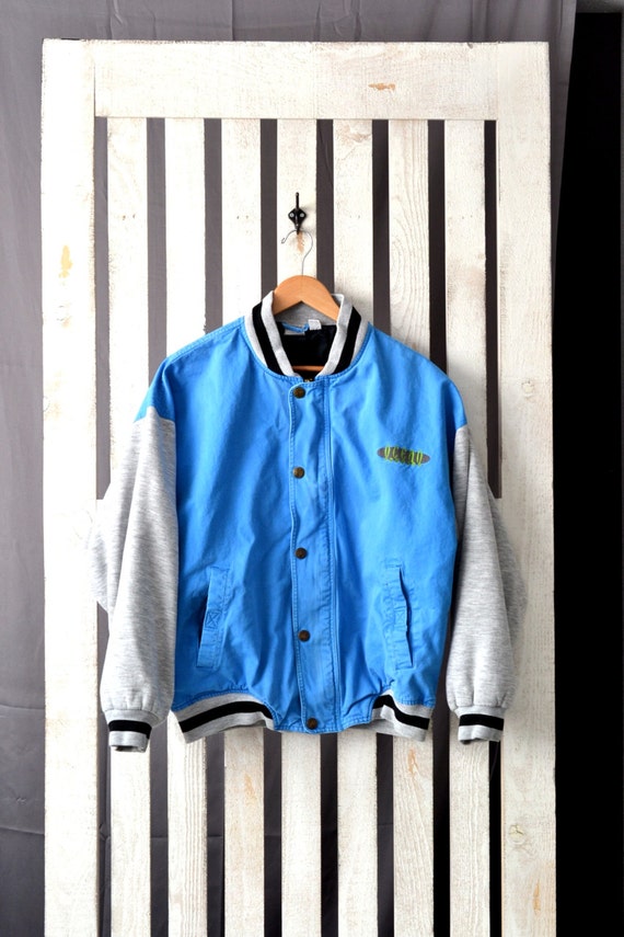 L Ocean Pacific Mens Denim Jersey Jacket 80s 90s C