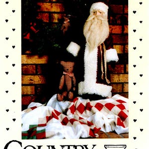25" Santa Doll + Bears Uncut PATTERN Country Threads Large Standing Santa Claus with Prairie Bears Christmas Decoration Holiday Decor