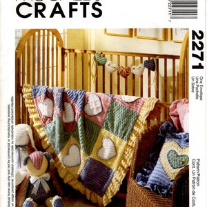 McCall&#39;s 2271 Uncut PATTERN Home Decor Decorating Sewing Decorations Chenille Bunny Bear Pillow Quilt Garland Cute Kid Child Room Crib Decor